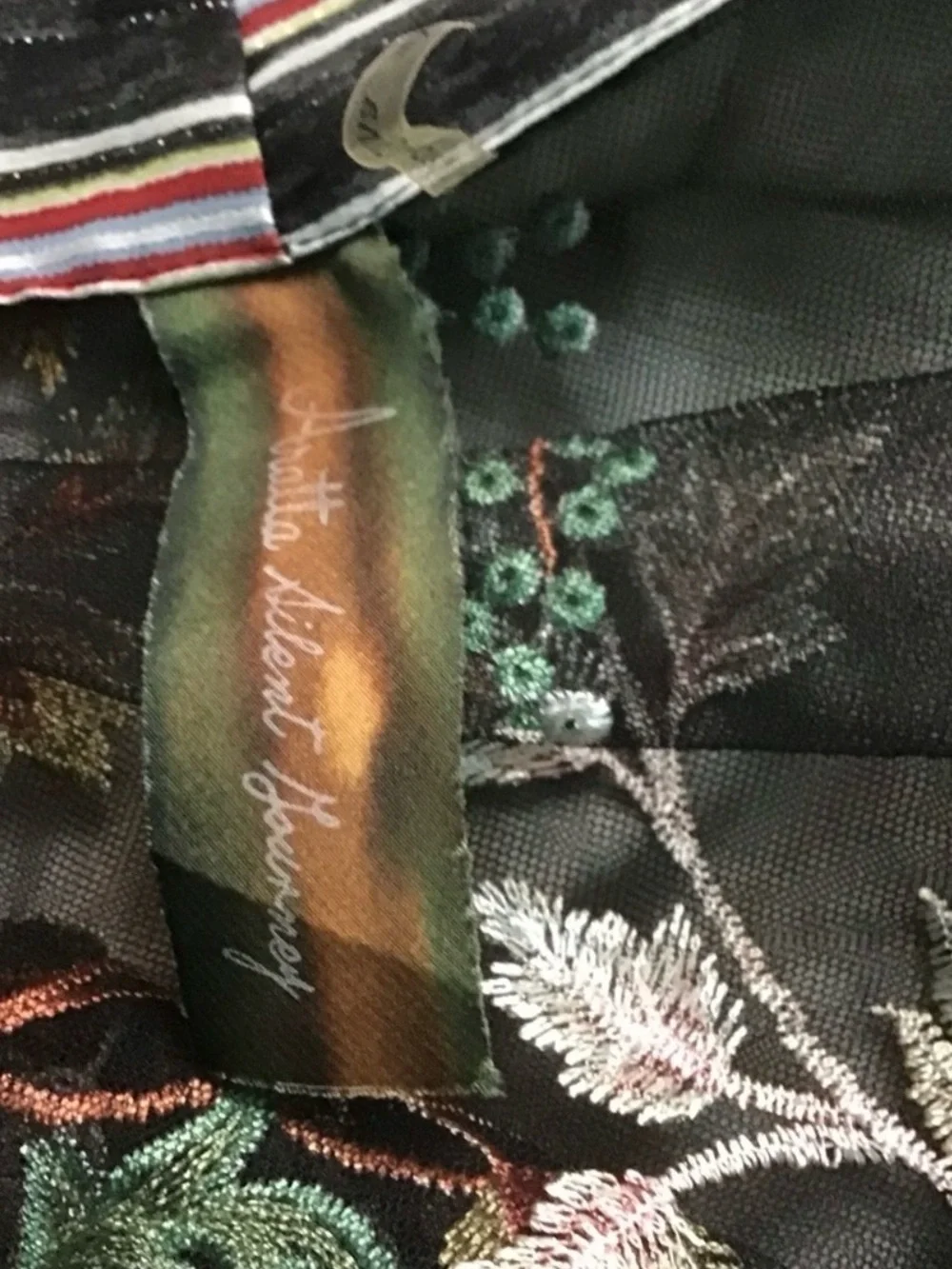 Aratta Sheer Floral Maxi Robe in Black with Multicolor Embroidery - Picture 6 of 7